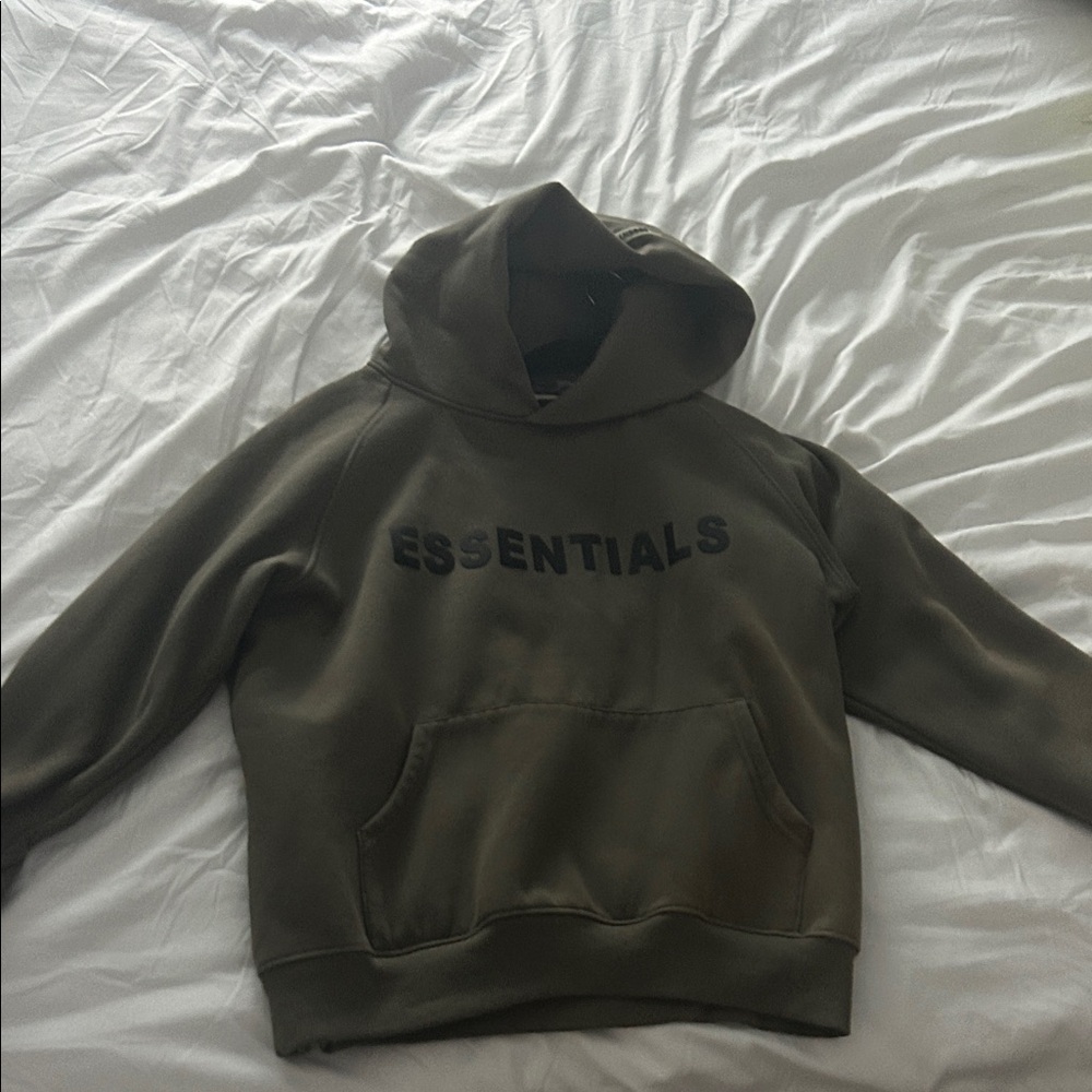 Essentials Men's Dark Green Hoodie Sweater